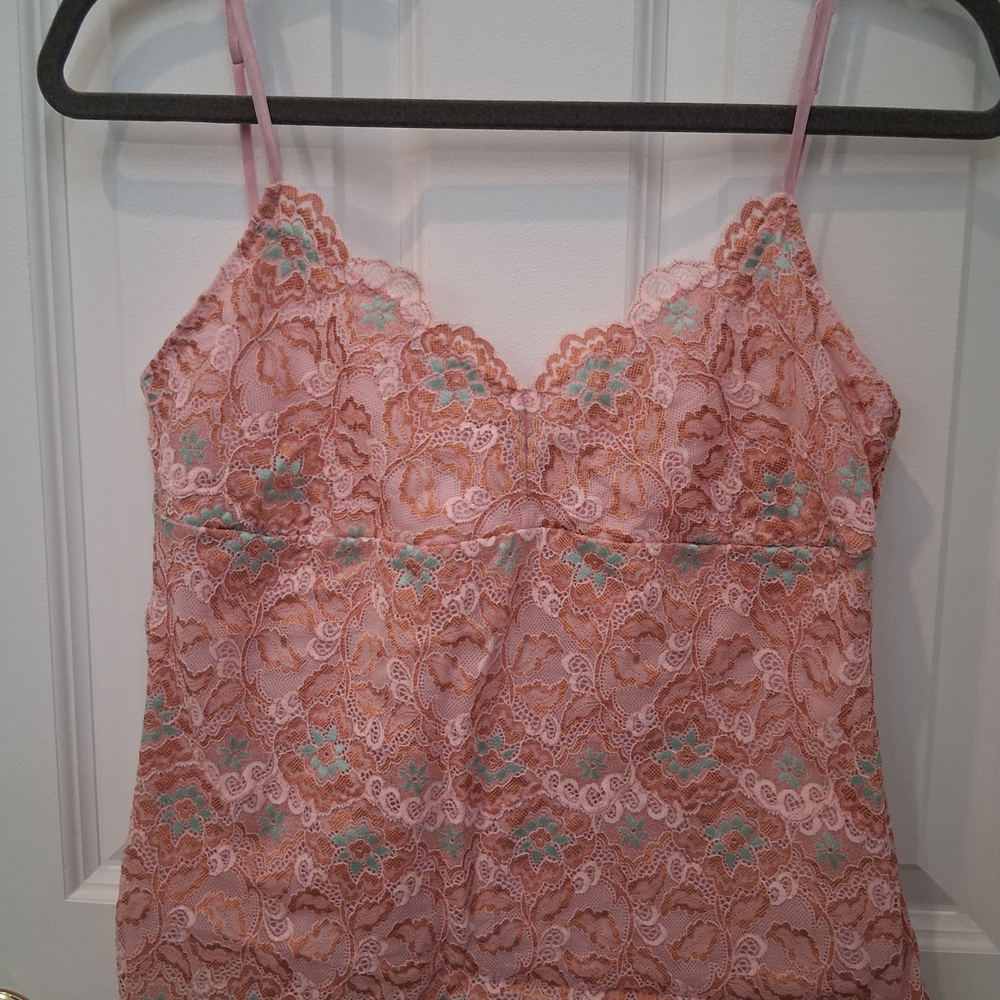 Cosabella Pink and Green Lace Camisole